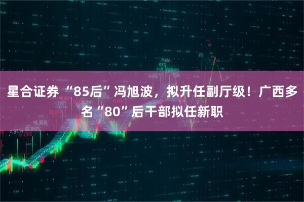 星合证券 “85后”冯旭波，拟升任副厅级！广西多名“80”后干部拟任新职