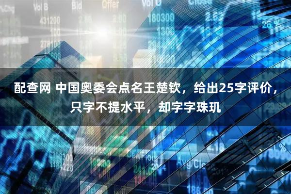 配查网 中国奥委会点名王楚钦，给出25字评价，只字不提水平，却字字珠玑